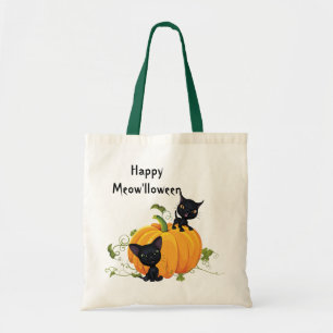 Black Kittens Pumpkin Halloween Bag
