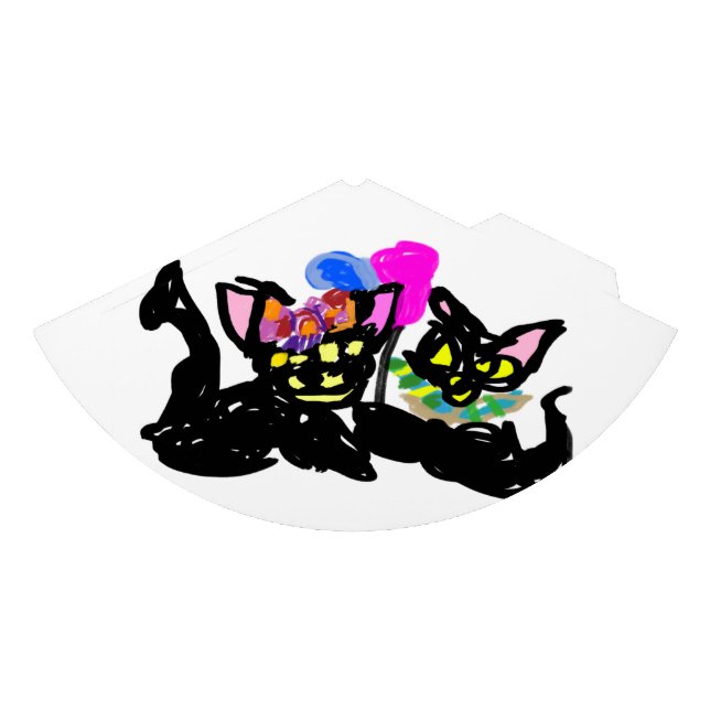 Black kittens  reveal autumn  party hat (Front)
