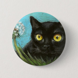 Black kitty 6 cm round badge