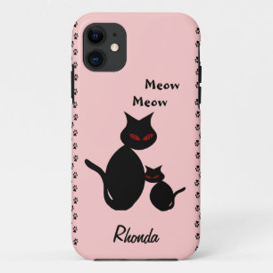Black Kitty Cat Family Personal Case-Mate iPhone Case