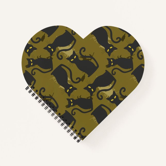 Black Kitty Cat Metallizer Factory Deco  Notebook (Front)