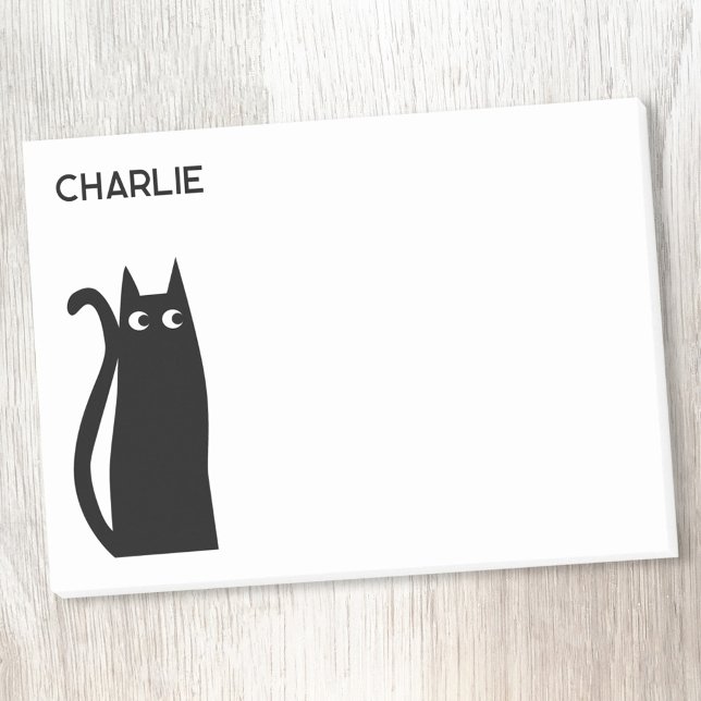 Black Kitty Cat Personalised Post-it Notes (Black cat personalized post it notes)