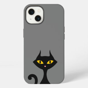 Black Kitty Cat with Grey Background iPhone 13 Case