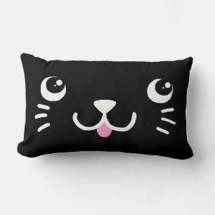 Black Kitty Face Lumbar Cushion