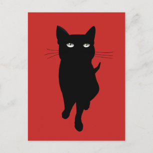 Black kitty gothic cat postcard