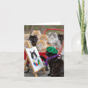 Black Kitty Painting Portraits Thank You Card