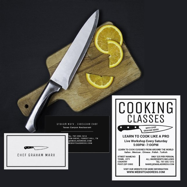 Black Knife, Gourmet, Cooking Classes Advertising Flyer (Creator Uploaded)