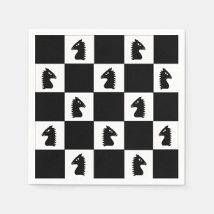 Black Knight Chess Game Napkin