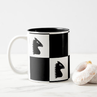 Black Knight Chess Game Two-Tone Coffee Mug