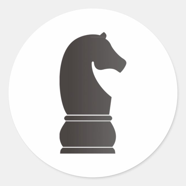 Black knight chess piece classic round sticker (Front)