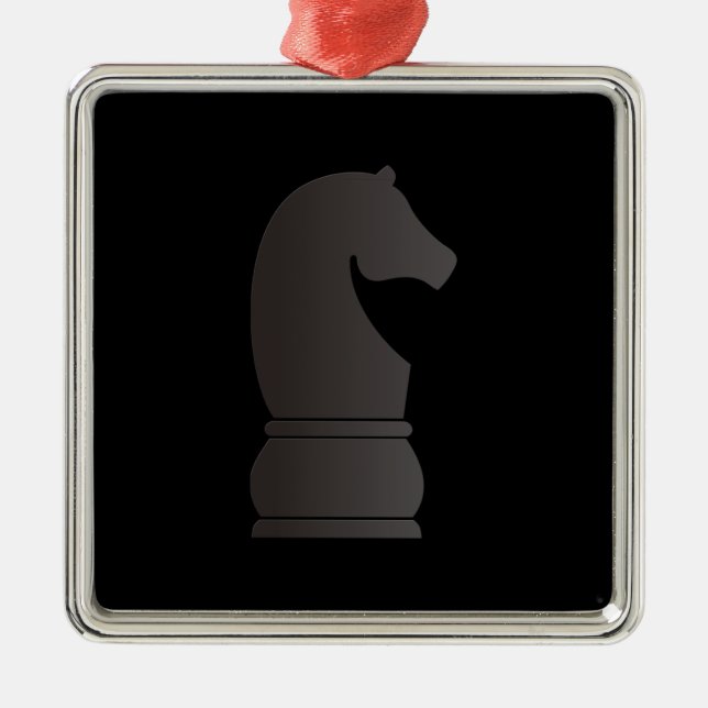 Black knight chess piece metal tree decoration (Front)