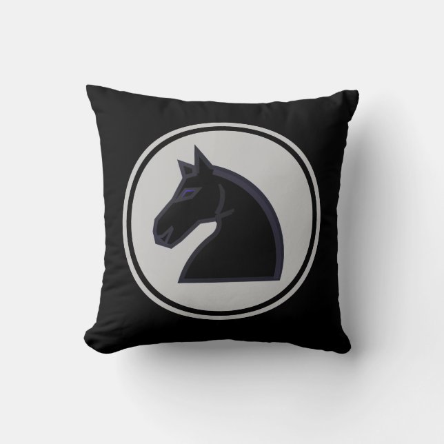 Black Knight Horse Chess Piece Cushion (Front)