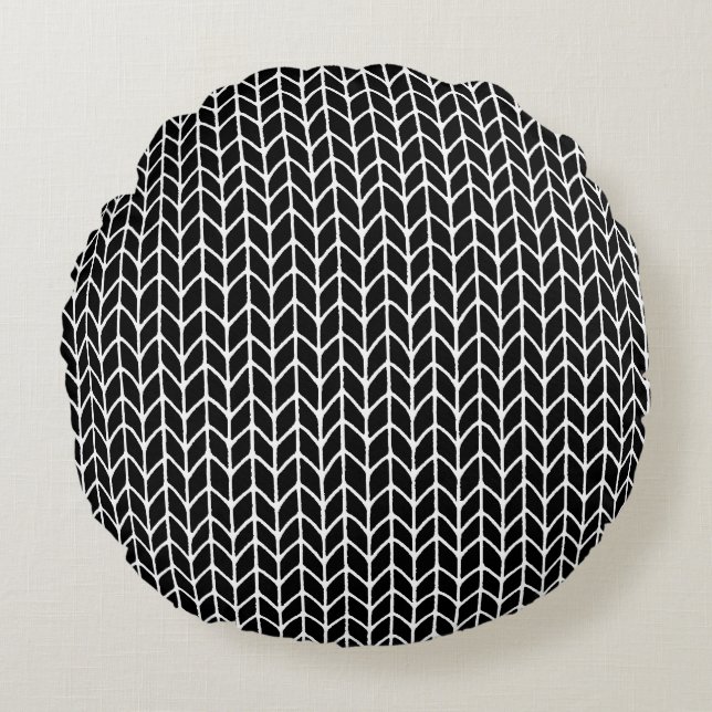 BLACK KNIT Round Pillow (Front)