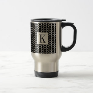 BLACK KNIT Travel Mug + Initial