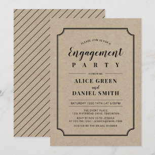 Black & Kraft   Classic Wedding Engagement Party Invitation
