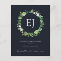BLACK KRAFT FOLIAGE WREATH MONOGRAM COUPLES SHOWER