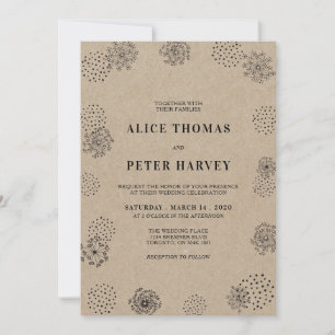 Black & Kraft   Simple Modern Wedding Ceremony Invitation