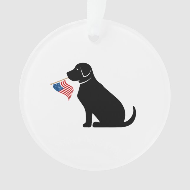 Black Lab American Flag Pet Memorial Love Ornament (Front)