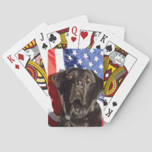 Black Lab and Flag Playing Cards