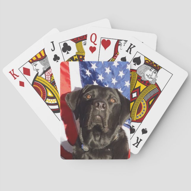 Black Lab and Flag Playing Cards (Back)