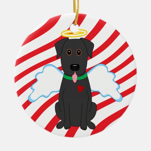 Black Lab Angel Christmas Dog Ornament (Front)
