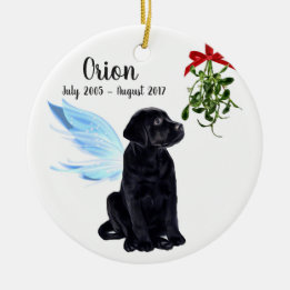 Black Lab Angel Pet Dog Christmas Memorial Ceramic Tree Decoration