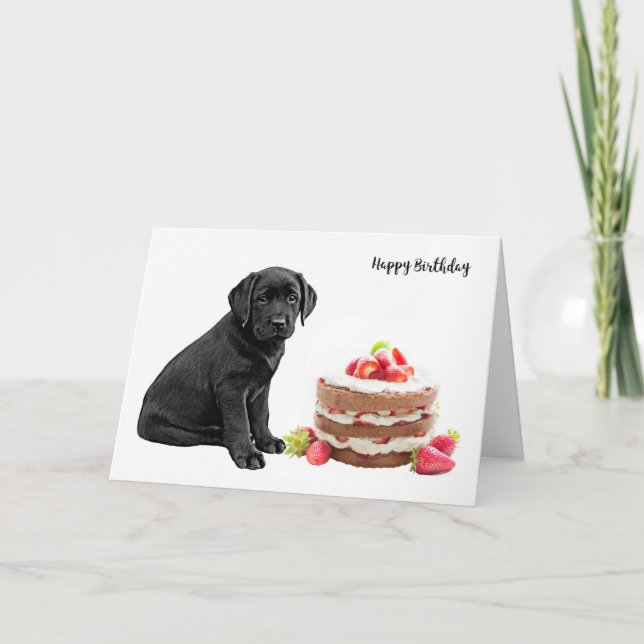 Black Lab Birthday Card - Dog Cake Birthday (Front)