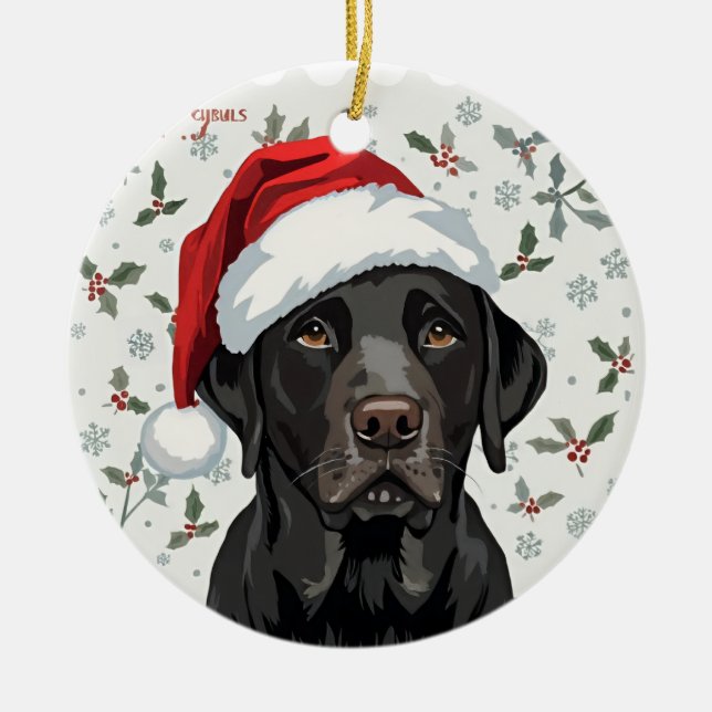 Black lab ceramic tree decoration (Front)