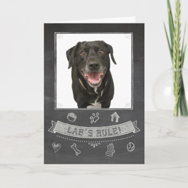 Black Lab Chalkboard Birthday Card (Front)