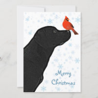 Black Lab Christmas Cardinal - Cute Labrador Dog