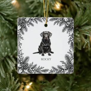 Black Lab Christmas Ceramic Ornament