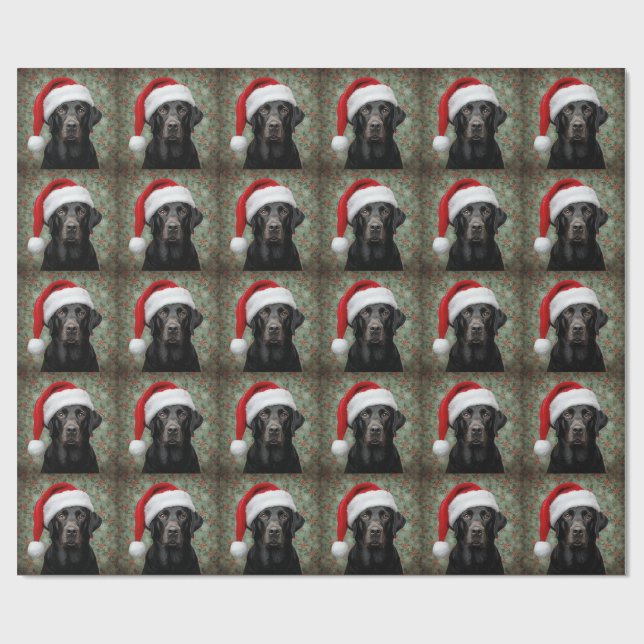 Black lab christmas gift wrap (Flat)