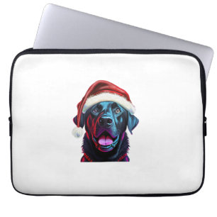 Black Lab Christmas Magic_ Labrador in Santa Hat  Laptop Sleeve