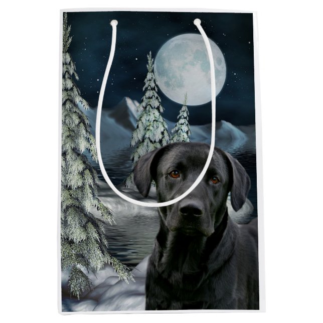 Black lab Christmas Medium Gift Bag (Front)