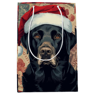 Black lab christmas medium gift bag