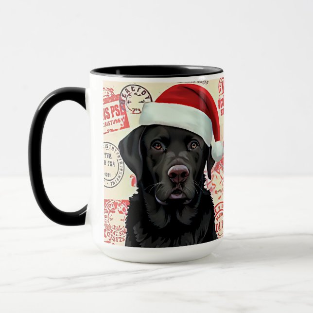 Black lab christmas  mug (Left)