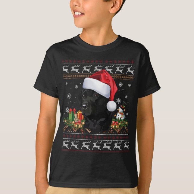 Black Lab Christmas Santa Ugly Sweater Dog Lover X (Front)