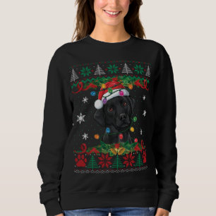 Black Lab Christmas Santa Ugly Sweater Dog Lover X