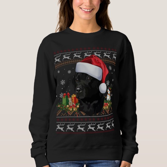 Black Lab Christmas Santa Ugly Sweater Dog Lover X (Front)