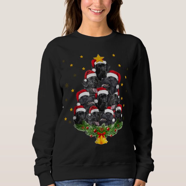 Black Lab Christmas Tree T Shirt Xmas Gift For Dog (Front)