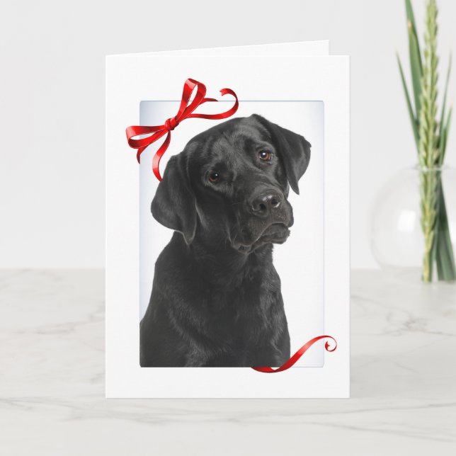 Black Lab Christmas Warm and Fuzzy Wishes Holiday Card (Front)