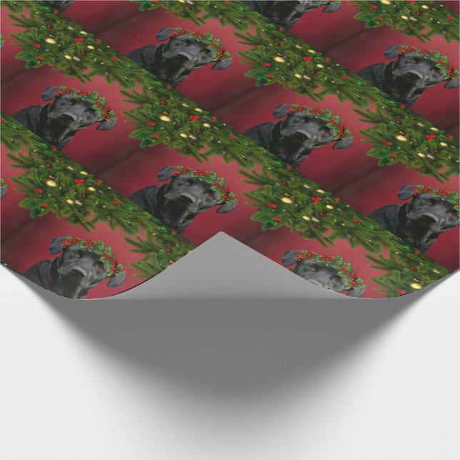 Black Lab Christmas Wrapping Paper (Corner)