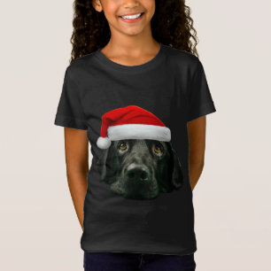 Black Lab Cute Santa Hat Image Funny Christmas T-Shirt