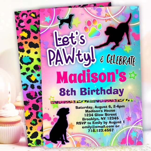 Black Lab Dog Birthday PAWty Invitation for Kids (Creator Uploaded)