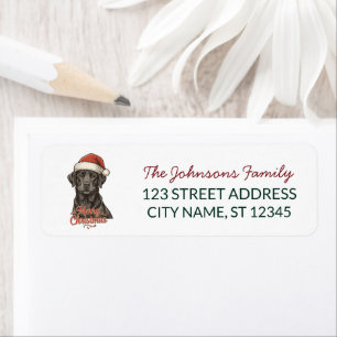 Black Lab Dog Christma Santa in Hat Return Address