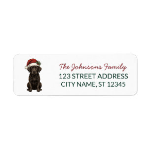 Black Lab Dog Christma Santa in Hat Return Address