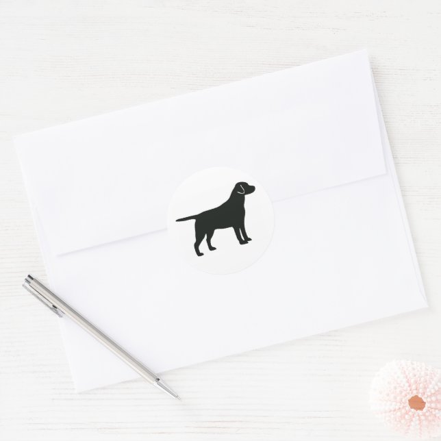 Black Lab Dog Classic Round Sticker (Envelope)