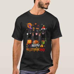 Black Lab Dog Halloween Merry Christmas Happy Hall T-Shirt