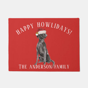 Black Lab Dog Happy Howlidays Christmas Doormat