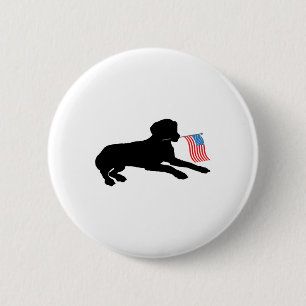Black Lab Dog Holding July 4th Patriotic Usa Flag 6 Cm Round Badge